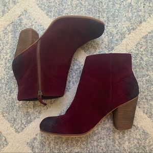 BP Maroon leather heeled ankle booties